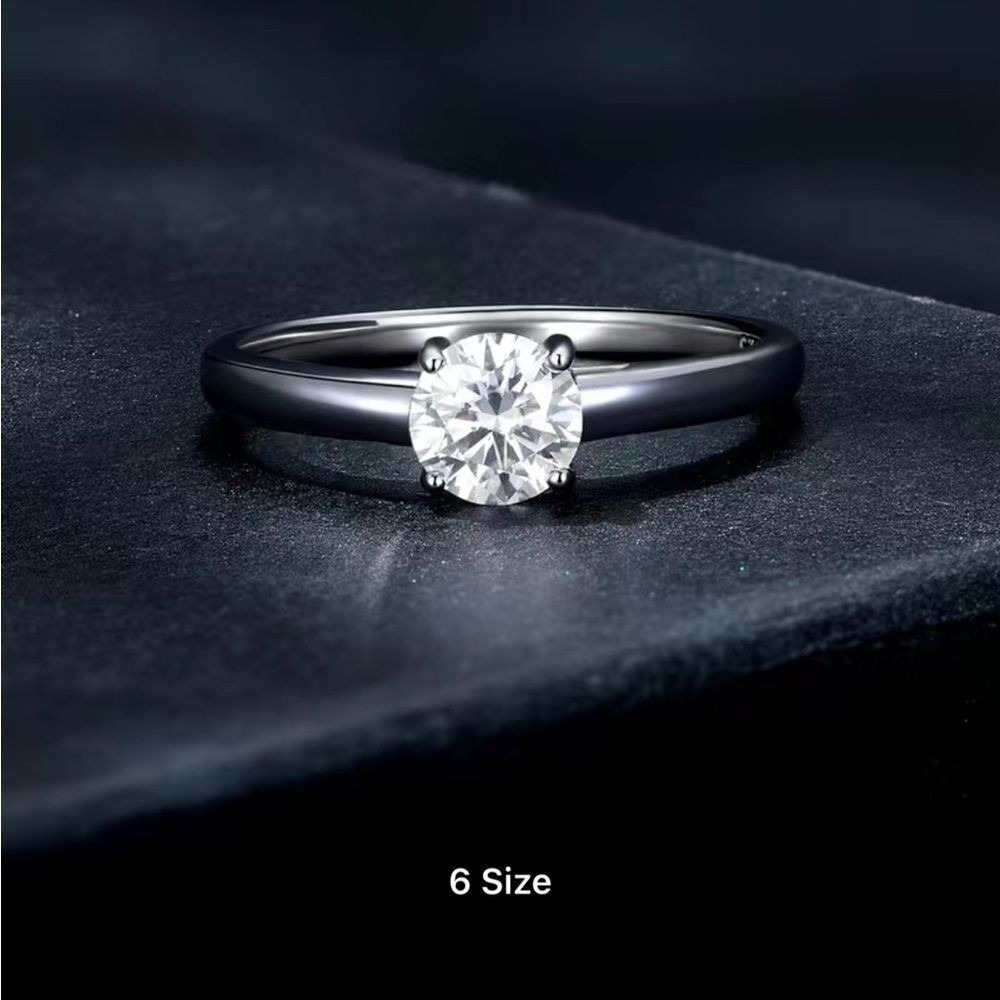 0.6ct Certified Moissanite Promise or engagement Ring 14K over 925 silver size 7